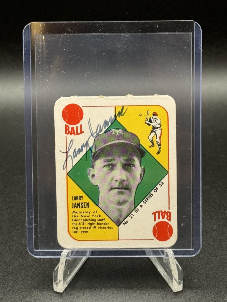 1951 Topps Red Back Larry Jansen Autograph