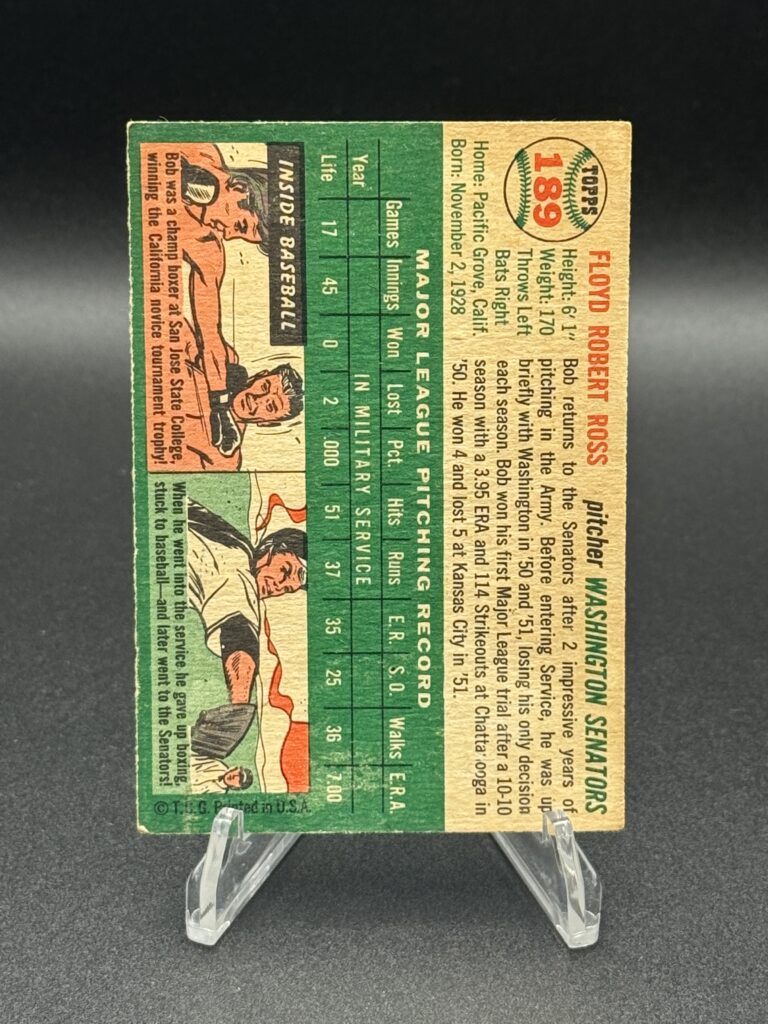 1954 Topps Bob Ross Card Back